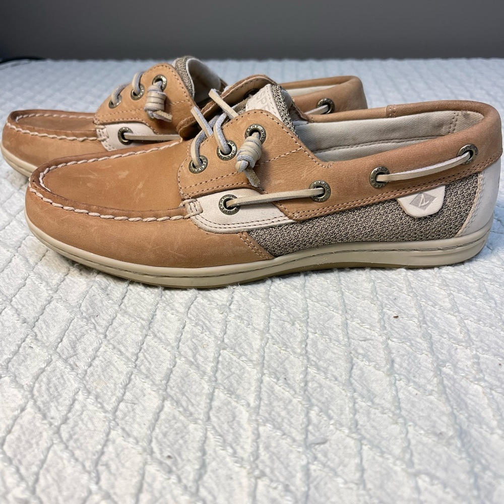 Sperry Women's Brown and Cream Boat Shoes - Picture 2 of 6